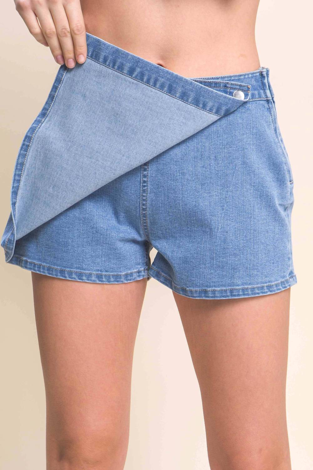 42Pops - Snap-on Button Denim Skorts
