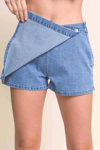 42Pops - Snap-on Button Denim Skorts