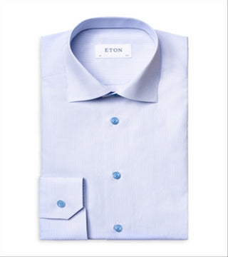 Eton Men's Contemporary Fit Stripe Dress Shirt Blue Size 17