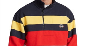 Nautica Men's Stand Collar Quarter Zip Stripe Sweatshirt Blue Size XX-Large