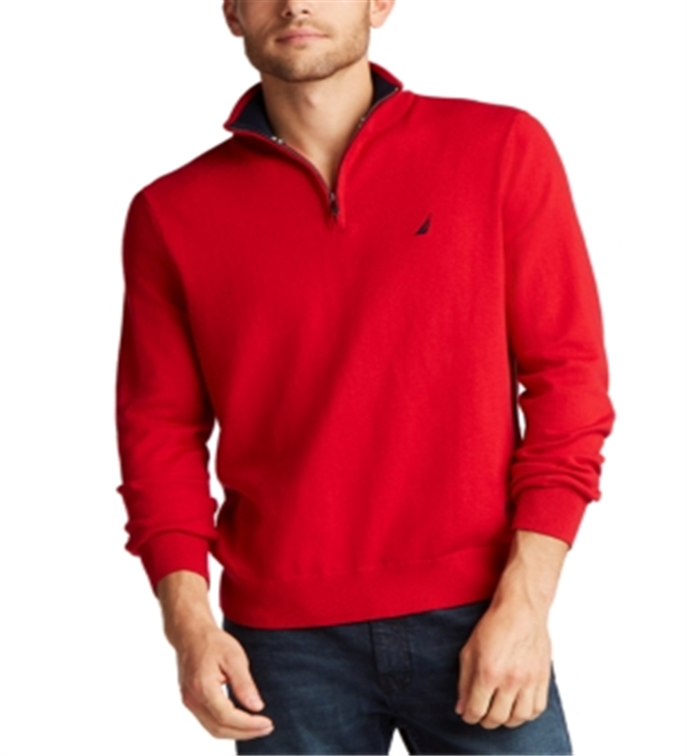 Nautica Men's Big & Tall Navtech Quarter Zip Sweater Red Size 4X-Large