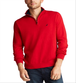 Nautica Men's Big & Tall Navtech Quarter Zip Sweater Red Size 4X-Large