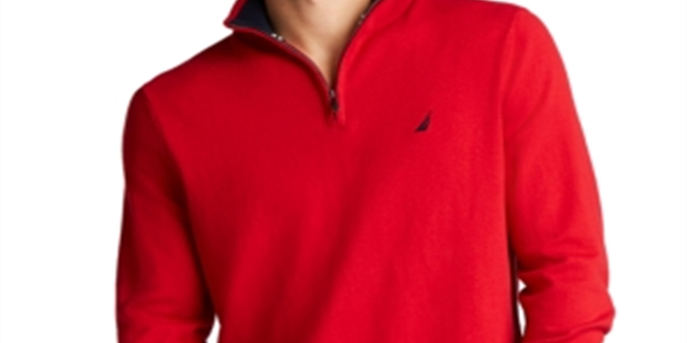 Nautica Men's Big & Tall Navtech Quarter Zip Sweater Red Size 4X-Large