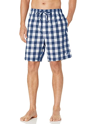 Nautica Men's Cotton Plaid Pajama Shorts Blue Size Large