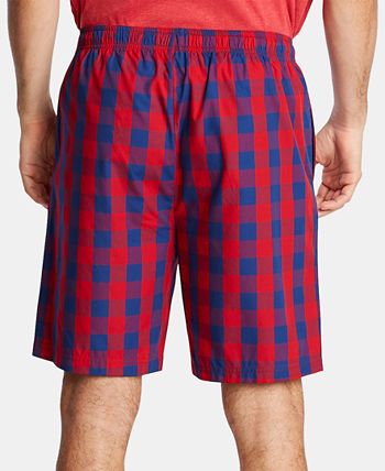 Nautica Men's Cotton Plaid Pajama Shorts Red Size Large
