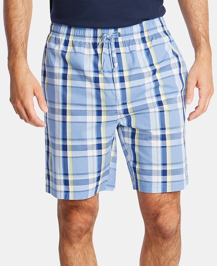 Nautica Men's Cotton Plaid Pajama Shorts Blue Size Large
