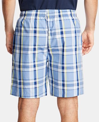 Nautica Men's Cotton Plaid Pajama Shorts Blue Size Large