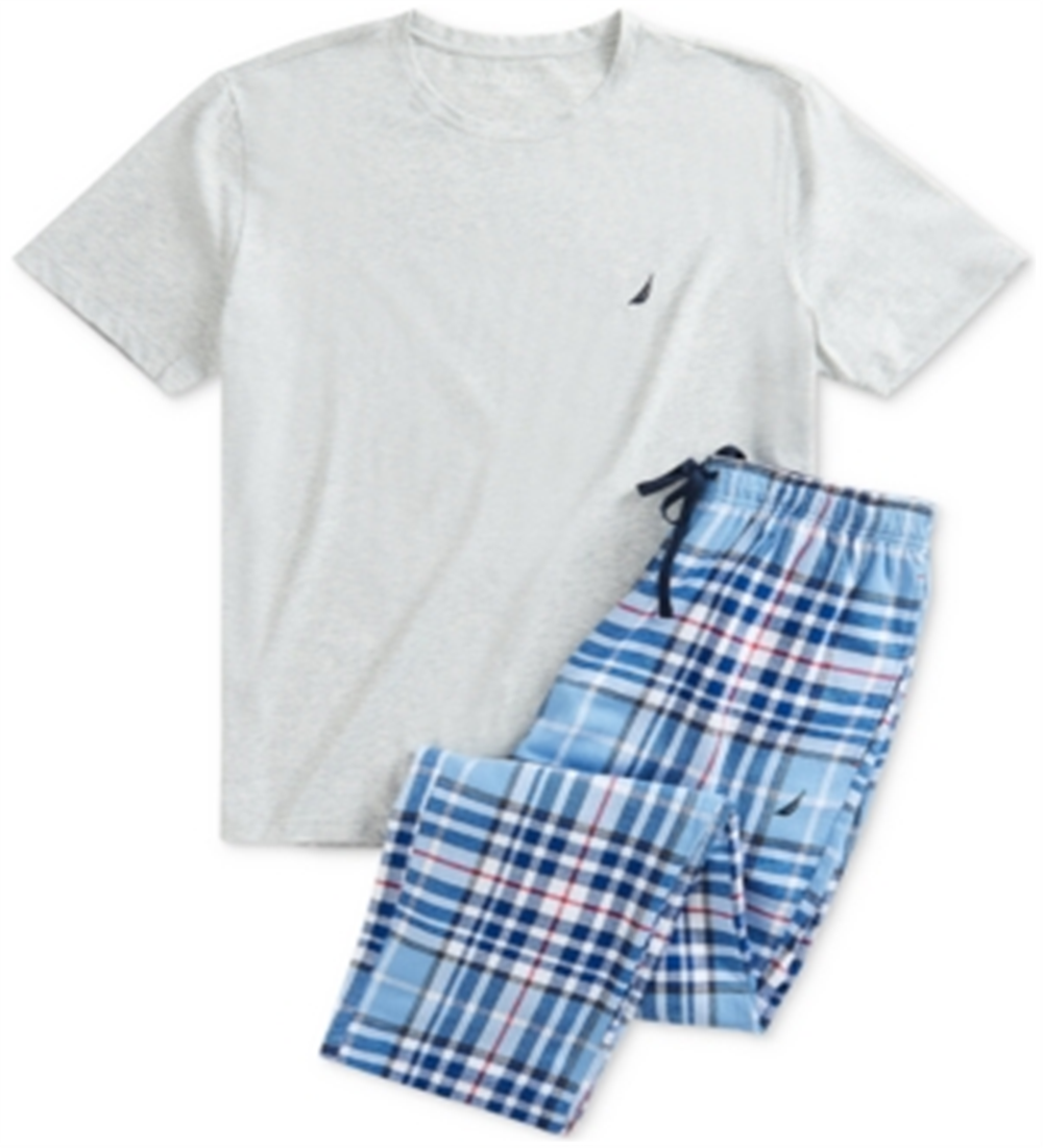 Nautica Men's T-Shirt and Flannel Pants Pajama Set Gray Size XX-Large