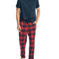Nautica Men's 2 Pc Classic Fit Solid T-Shirt & Plaid Flannel Pajama Pants Set Blue Size Medium