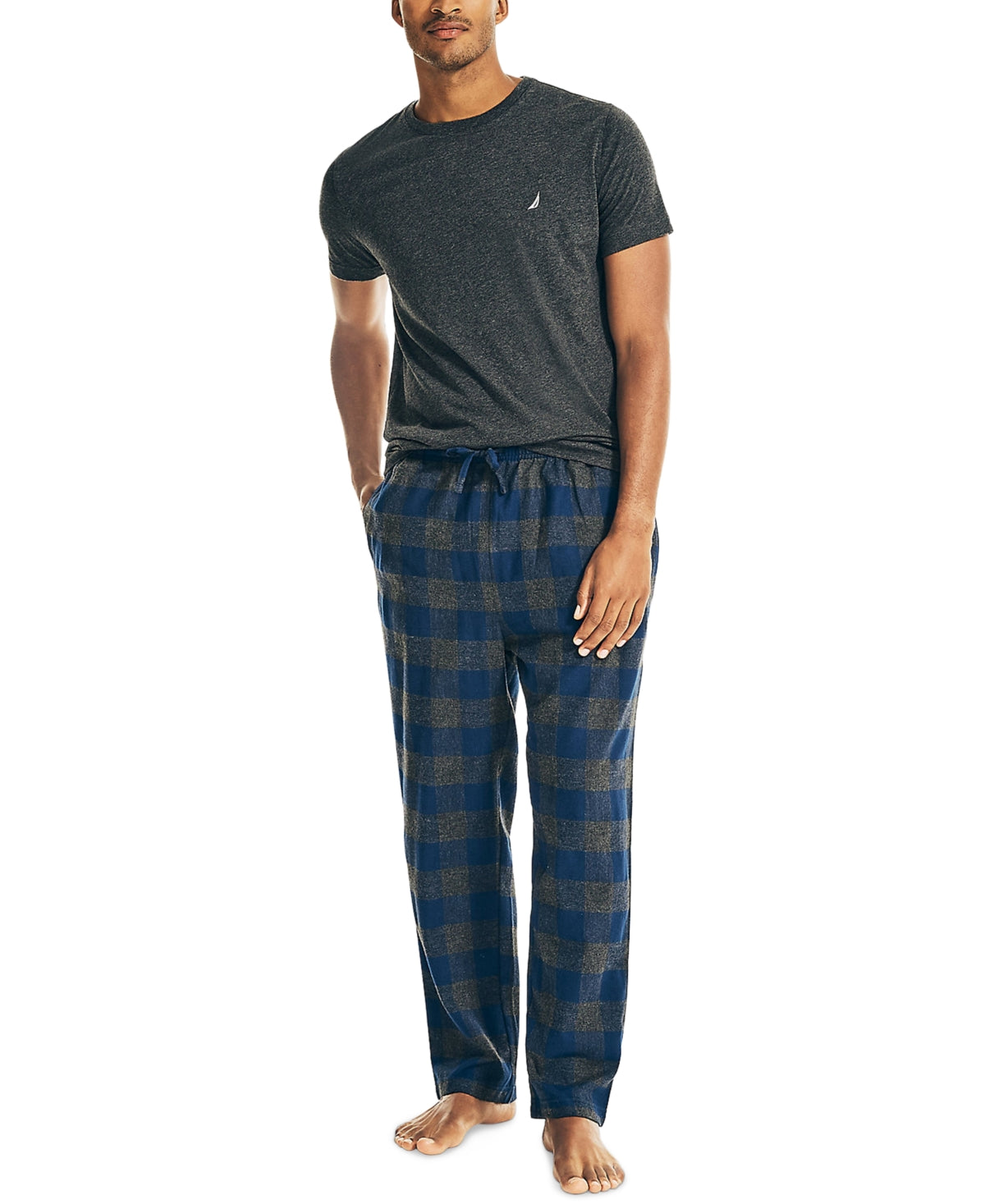 Nautica Men's Flannel Pajama Set Gray Size Large