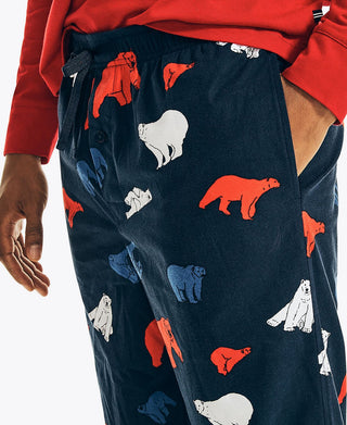 Nautica Men's Classic Fit Polar Bear Print Pajama Pants Blue Size Large