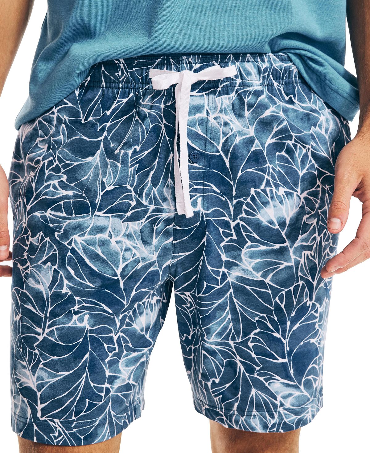 Nautica Men's Classic Fit Sea Floral Print Cotton Sleep Shorts Blue Size X-Large