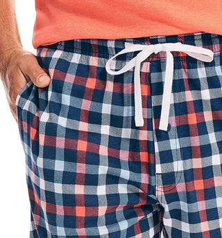 Nautica Men's Classic Fit Plaid Cotton Sleep Shorts Blue Size Large