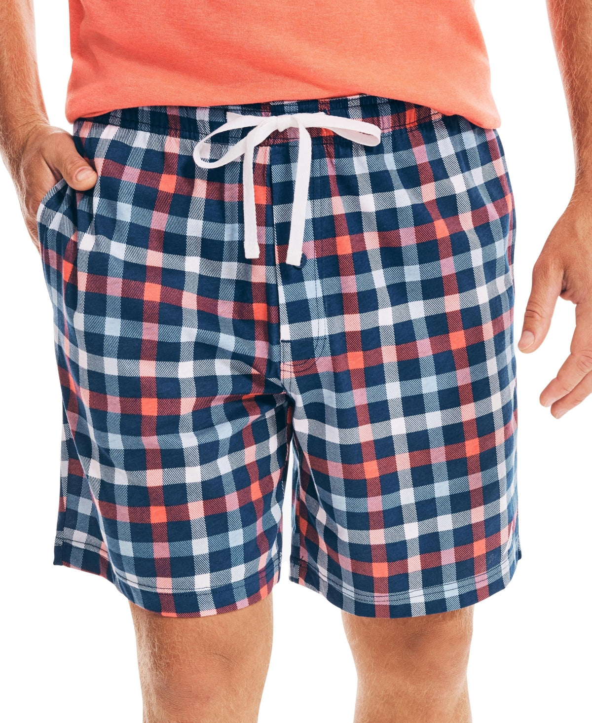 Nautica Men's Classic-Fit Plaid Cotton Sleep Shorts Blue Size XL