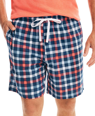 Nautica Men's Classic-Fit Plaid Cotton Sleep Shorts Blue Size XL