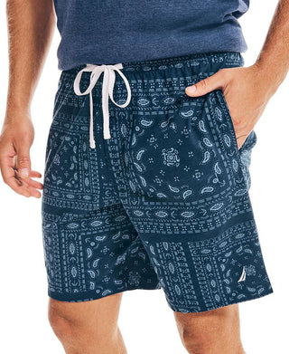 Nautica Men's Classic Fit Bandana Print Cotton Sleep Shorts Blue Size Medium