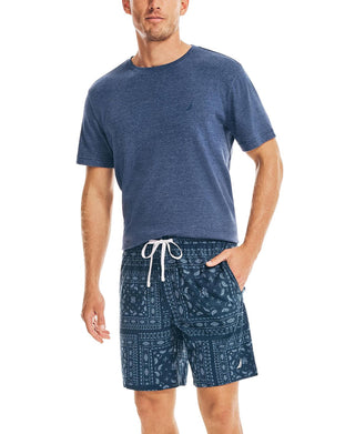 Nautica Men's Classic Fit Bandana Print Cotton Sleep Shorts Blue Size Medium