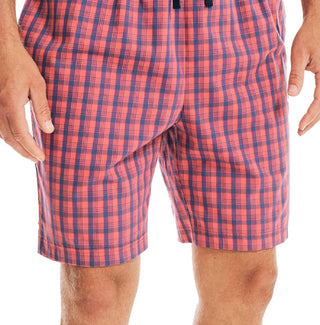 Nautica Men's Classic Fit Plaid Poplin Sleep Shorts Red Size Medium
