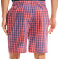 Nautica Men's Classic Fit Plaid Poplin Sleep Shorts Red Size L