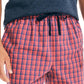 Nautica Men's Classic Fit Plaid Poplin Sleep Shorts Red Size X-Large