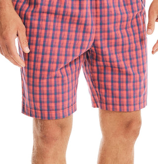 Nautica Men's Classic Fit Plaid Poplin Sleep Shorts Red Size X-Large