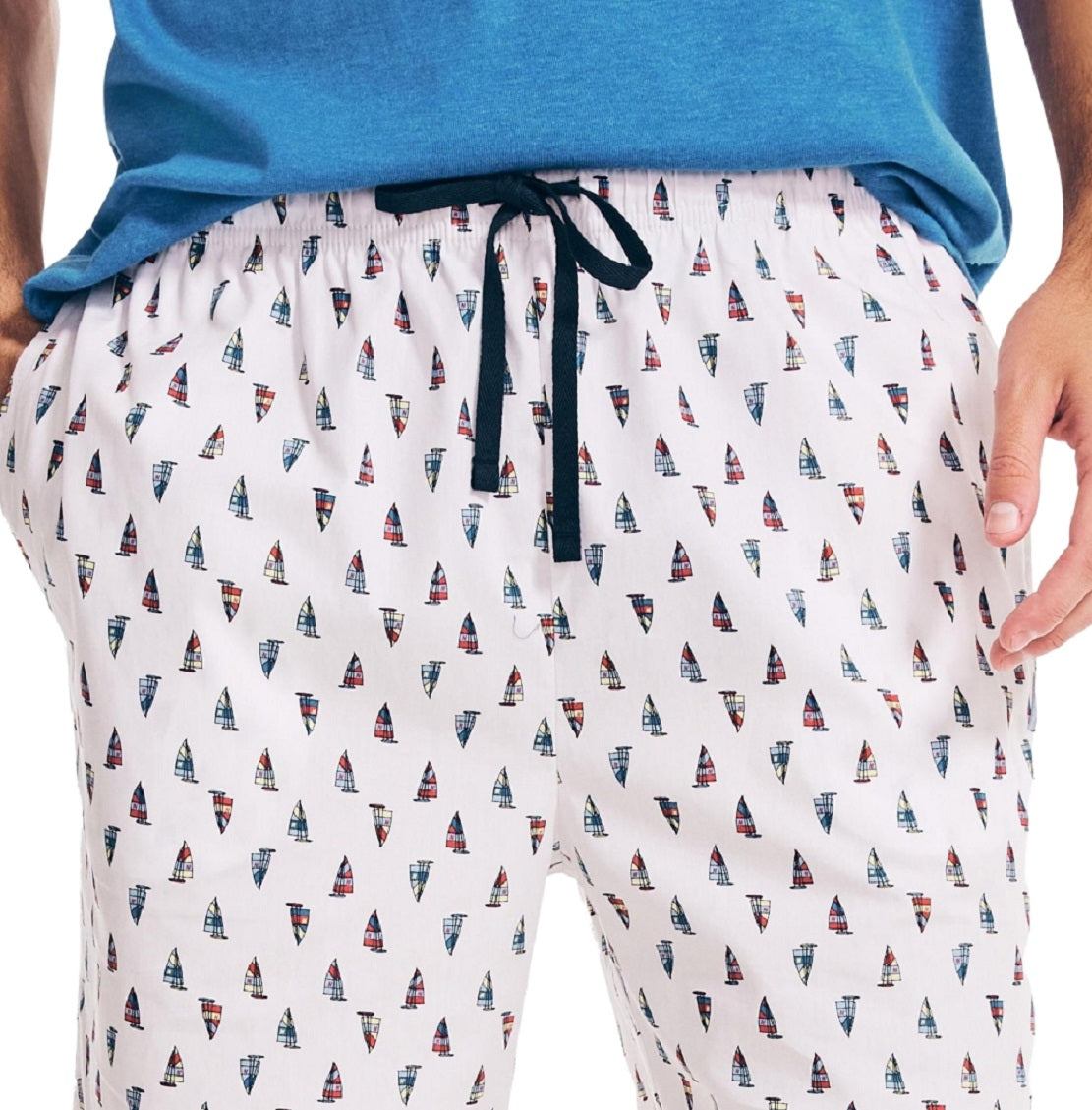 Nautica Men's Classic Fit Cotton Poplin Sleep Shorts White Size Medium