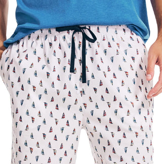 Nautica Men's Classic Fit Cotton Poplin Sleep Shorts White Size Medium