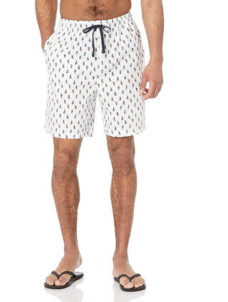 Nautica Men's Classic-Fit Cotton Poplin Sleep Shorts White Size Large