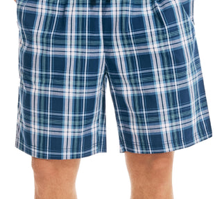 Nautica Men's Classic Fit Plaid Cotton Sleep Shorts Blue Size M