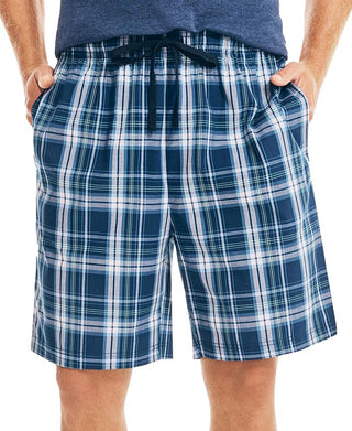 Nautica Men's Classic Fit Plaid Cotton Sleep Shorts Blue Size Large