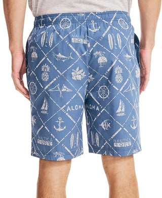 Nautica Men's Aloha Classic Fit Nautical Print Cotton Sleep Shorts Blue Size X-Large