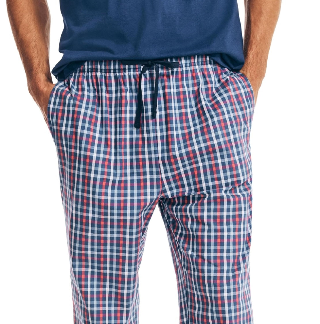 Nautica Men's Check Poplin Pajama Pants Blue Size Large