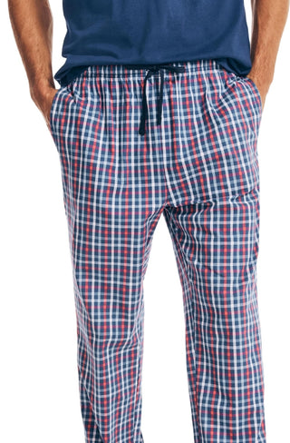 Nautica Men's Check Poplin Pajama Pants Blue Size X-Large