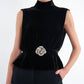 Saloni - Sleeveless Peplum Velvet Blouse