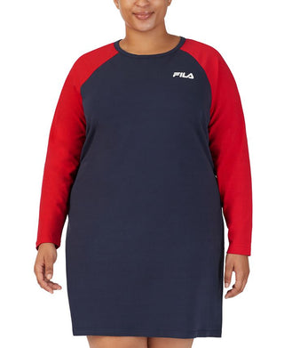 Fila Women's A Type Colorblocked Raglan Sleeve Dress Blue Size 1X