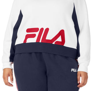 Fila Women's Calm Graphic Colorblocked Sweatshirt White Size 1X