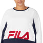 Fila Women's Calm Graphic Colorblocked Sweatshirt White Size 4X