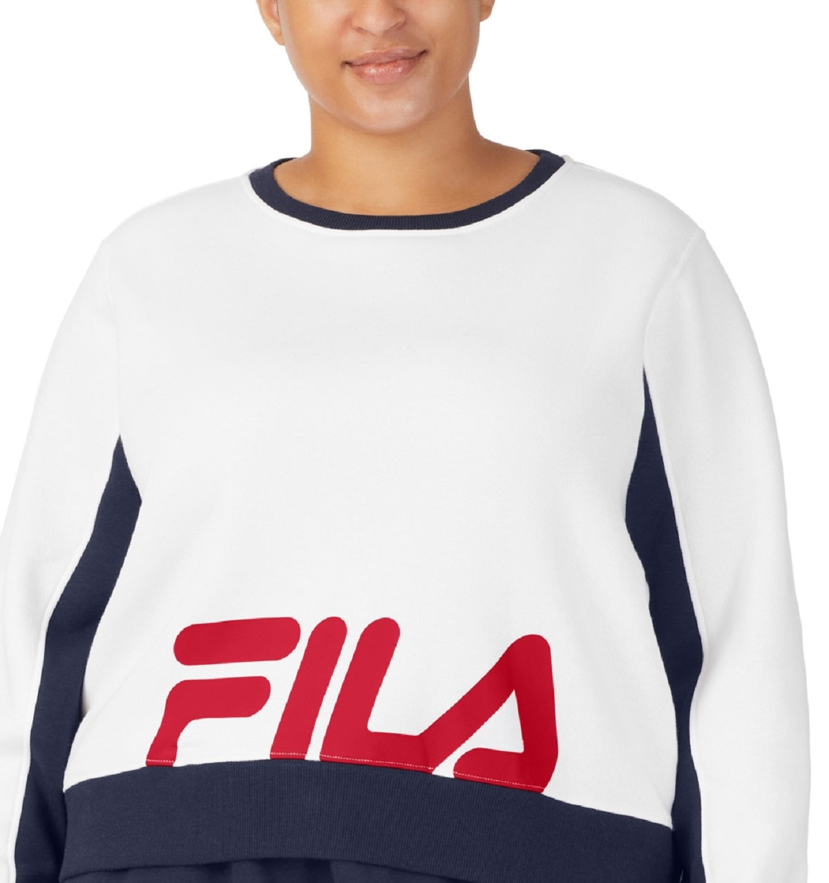 Fila Women's Calm Graphic Colorblocked Sweatshirt White Size 4X
