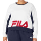 Fila Women's Calm Graphic Colorblocked Sweatshirt White Size 4X