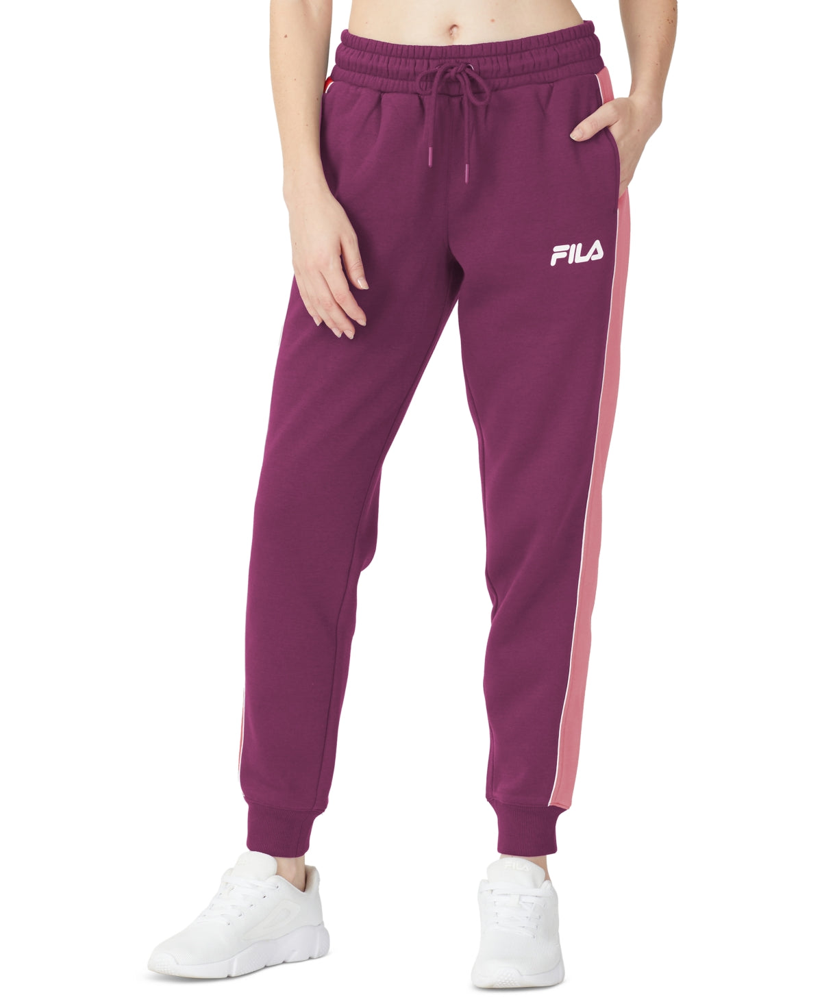 Fila Women's Vigor Mid Rise Colorblocked Fleece Joggers Purple Size 3X