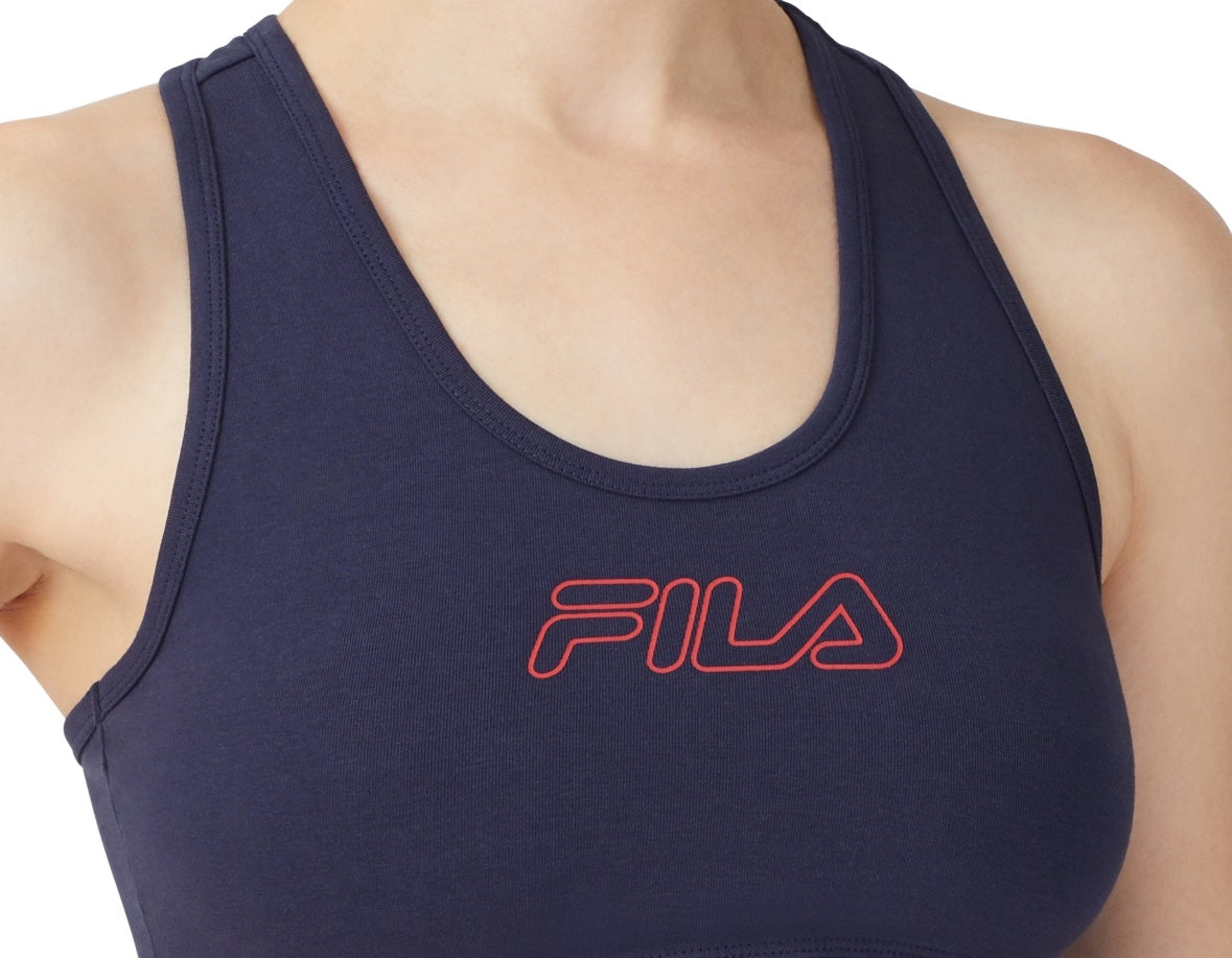 Fila Women's Bloom Logo Pullover Jersey Sports Bra Blue Size 1X