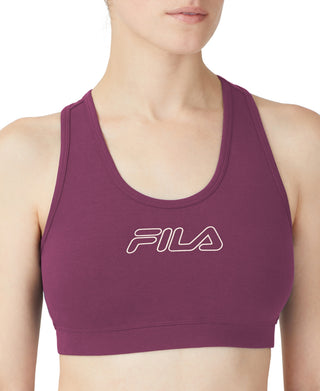 Fila Women's Bloom Logo Pullover Jersey Sports Bra Purple Size 4X
