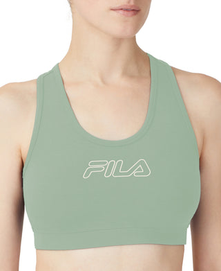 Fila Women's Bloom Logo Pullover Jersey Sports Bra Green Size 4X