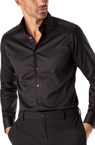 Eton Men's Slim Fit Twill Dress Shirt Black Size 17