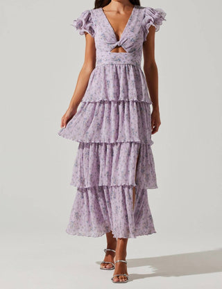 Astr - Emporia Floral Pleated Tiered Midi Dress