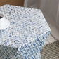 19x19x20" Tapered Blue Garden Capiz Stool, Accent Side Table