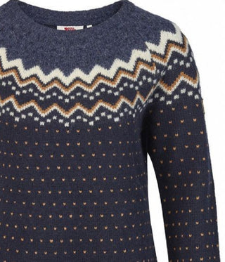 Fjallraven Women's Ovik Patterned Wool Active Sweater Blue Size Small