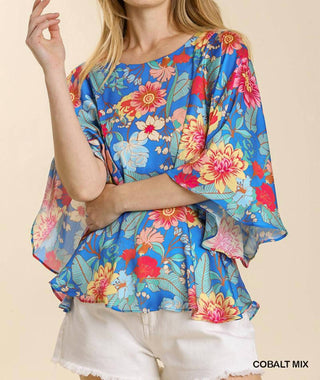 Umgee - Floral Kimono Sleeve Top