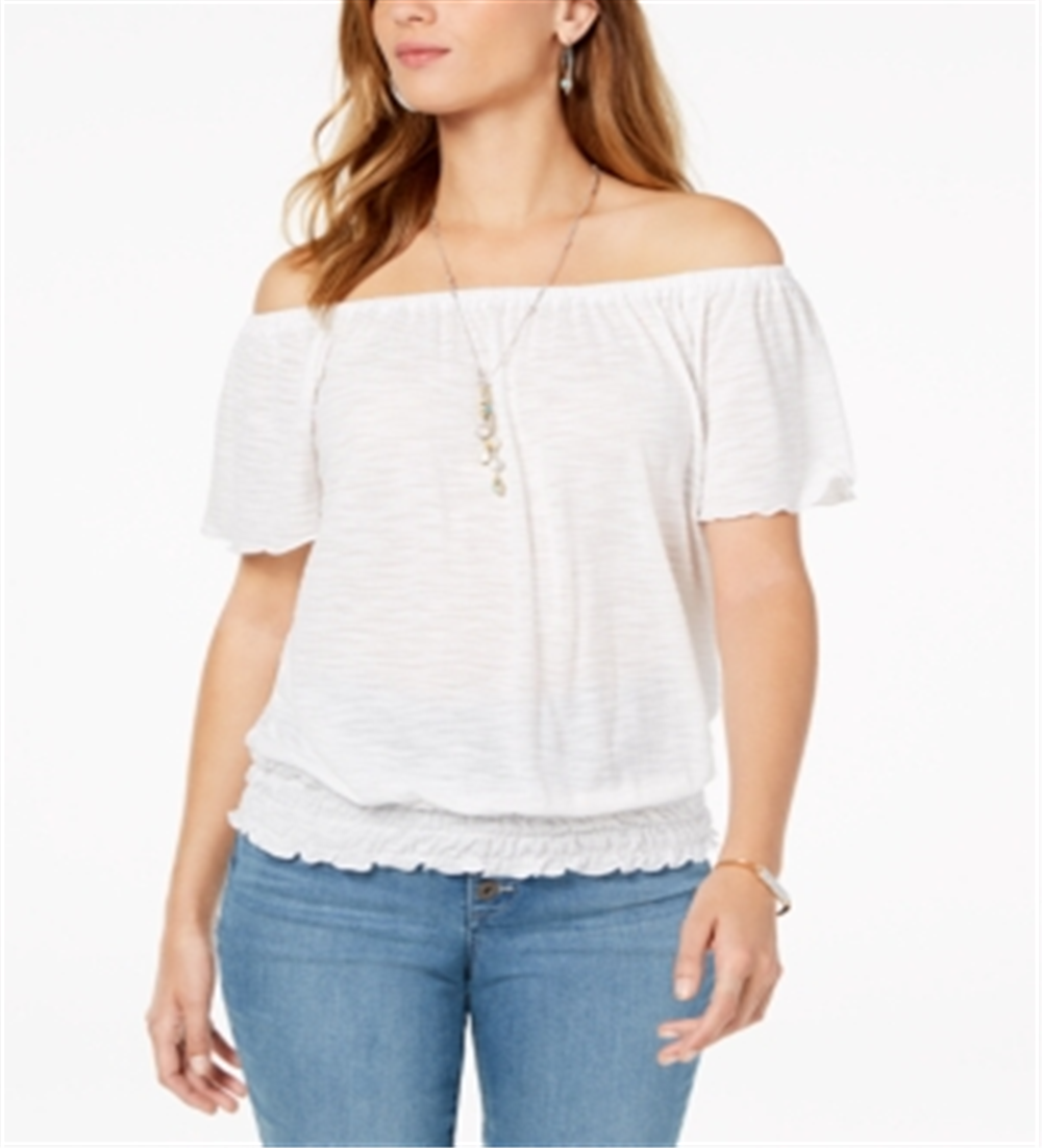 Style & Co Women's Short Sleeve Blouse Top White Size XXL