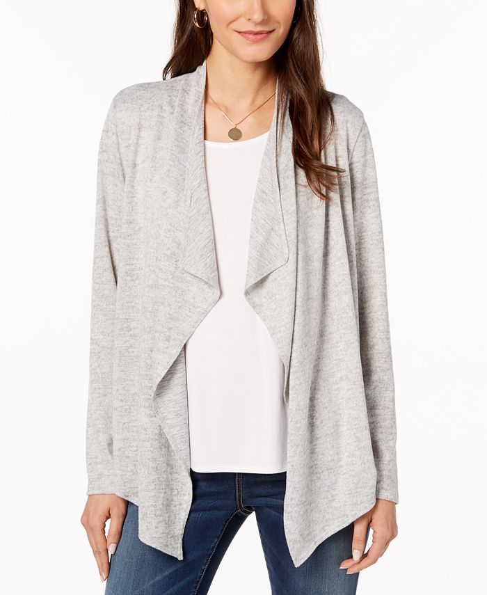 Bar III Women's Draped Open Front Sweater Gray Size X-Small